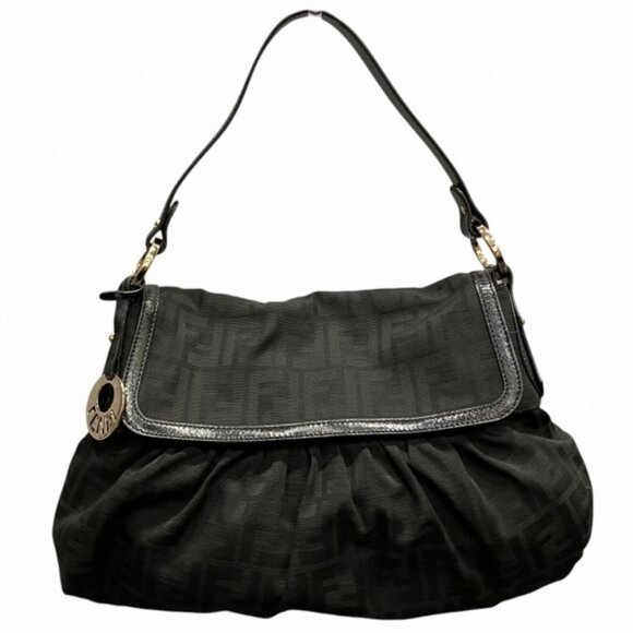 FENDI Black Zucca Shoulder Bag - Picture 1 of 9